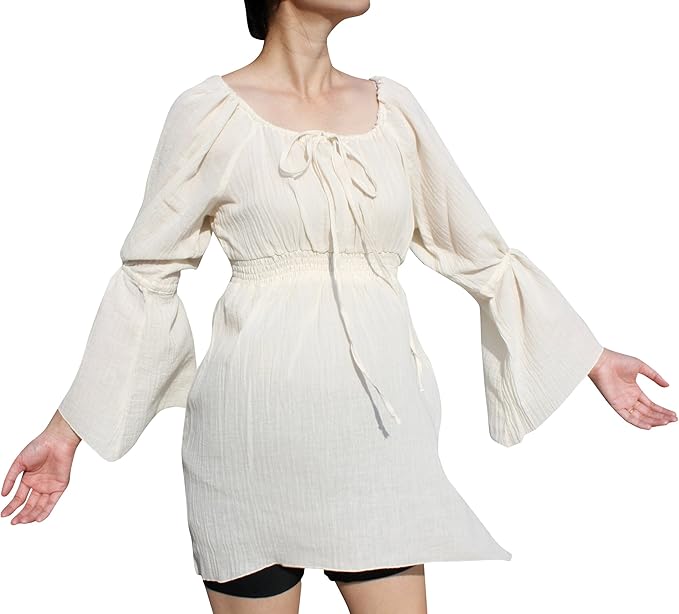 svenine 拉绳袖吉普赛同学会棉女士衬衫